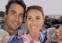 Anna Burnet’s ‘selfie’ of her and John Gimson with their Tokyo Olympic silver medals