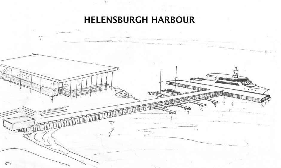 John Urquharts sketch showing what a revitalised Helensburgh pier - or Helensburgh Harbour - might look like if a bid to the UK Governments Levelling Up Fund is successful