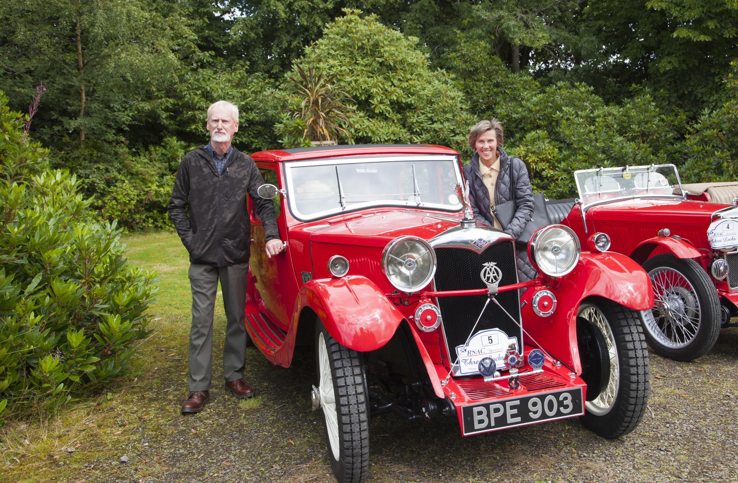 Mitchell and Jeanette Sorbie from Newton Mearns with their 1934 Riley Kestral