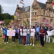 Supporters gathered at the Royal Northern and Clyde Yacht Club in Rhu to support the Olympic efforts of Anna Burnet, Charlotte Dobson and Luke Patience (Photo - Linda Pender)