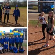 John Logie Baird Primary's pupils and staff set out on a sponsored walk to raise money to help those fleeing the war in Ukraine