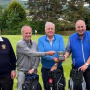 Lions Club president Don MacDonald with the winners Mick Massey, Murray Waddell and David Hogg