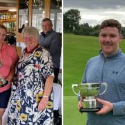 Gemma Canham, pictured receiving her trophy from ladies' vice-captain Linda Moffat, and Graeme Proud are this year's ladies and gents champions at Helensburgh Golf Club