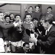 The team celebrate winning the 1967 Scottish Amateur Cup