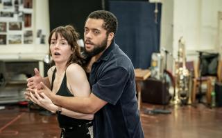 Reuben in rehearsals for Macbeth with Valene Kane