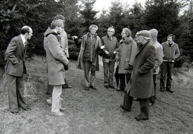 Helensburgh Advertiser: Members of the British UFO Research Association National Conference with Robert Taylor at the site he saw a UFO near Livingston, West Lothian, in 1979
