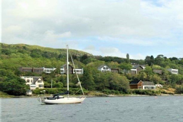 A computer-generated view of the site as it would have been seen from Loch Long