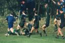 Robbie Price dives over for a try in a memorable meeting between Helensburgh and Forrester in 1998 that saw the Ardencaple side crowned then National League Six champions