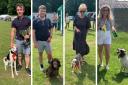 Collage of four dogs and their pet humans at the Rhu and Shandon Gala Day dog show