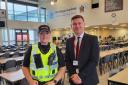 PC Haining Gallagher was welcomed by the headteacher of Hermitage Academy in Helensburgh