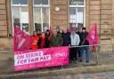 Jackie Baillie MSP and Brendan O'Hara MP with striking postal workers at Helensburgh's Royal Mail delivery office