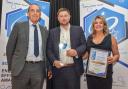 Lachlan Wood from Argyll Community Housing Association, (left) with Ashley Brown (centre) from Pas Safe Solutions and Kirstie Adams (right) from Pro-Cast, the contractor which nominated ACHA.