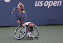 Gordon Reid in action against Alexander Cataldo in the first round of the men's wheelchair singles at the US Open on Tuesday