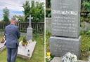 UK Ambassador to Slovakia Nigel Baker lays flowers at the grave of Helensburgh native Margaret McCallum, her headstone incorrectly given the Irish spelling