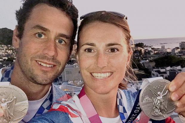 Anna Burnet’s ‘selfie’ of her and John Gimson with their Tokyo Olympic silver medals