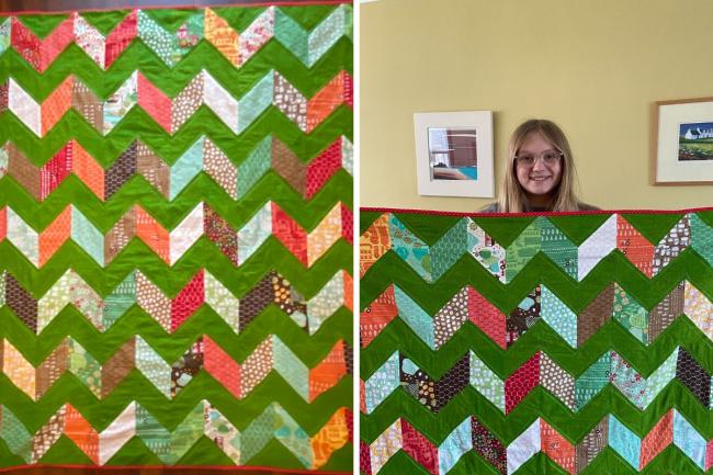Lily donated her quilt to Project Linus UK