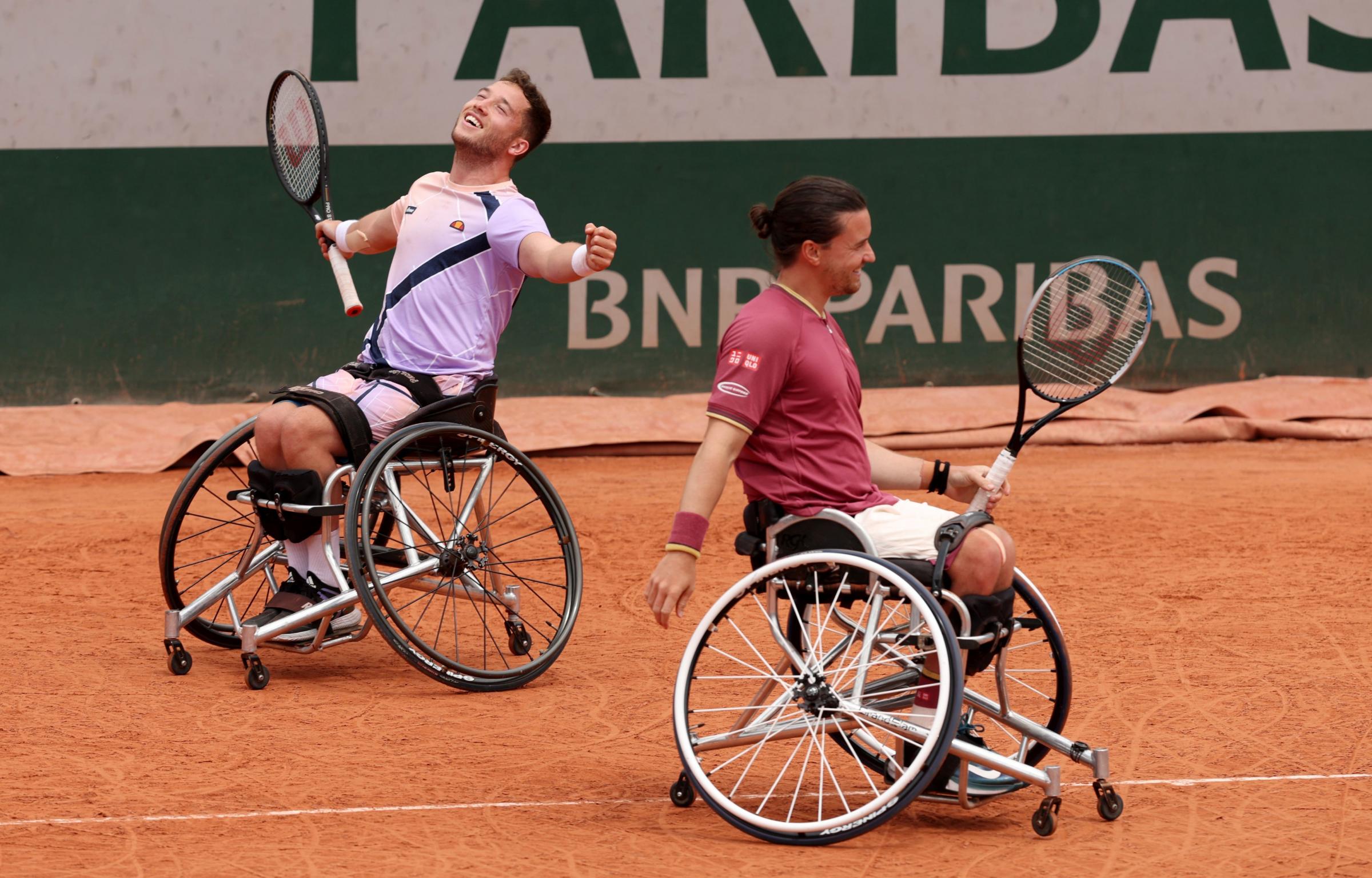 Alfie Hewett and Gordon Reid won their 10th Grand Slam mens wheelchair doubles title in a row with victory in the French Open final at Roland Garros on Sunday (Photo - Lawn Tennis Association)