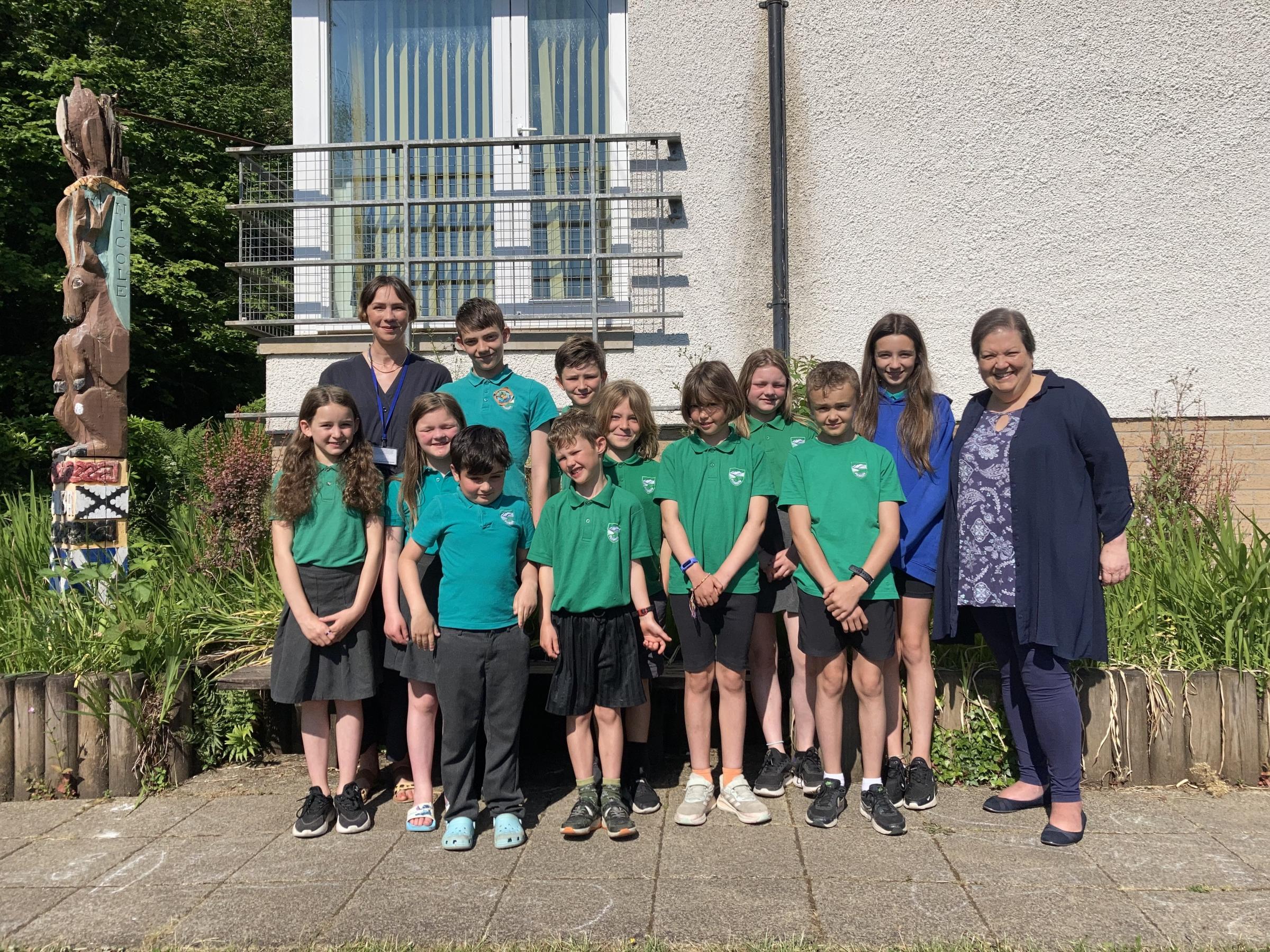 Jackie Baillie MSP pictured with pupils from Luss Primary School