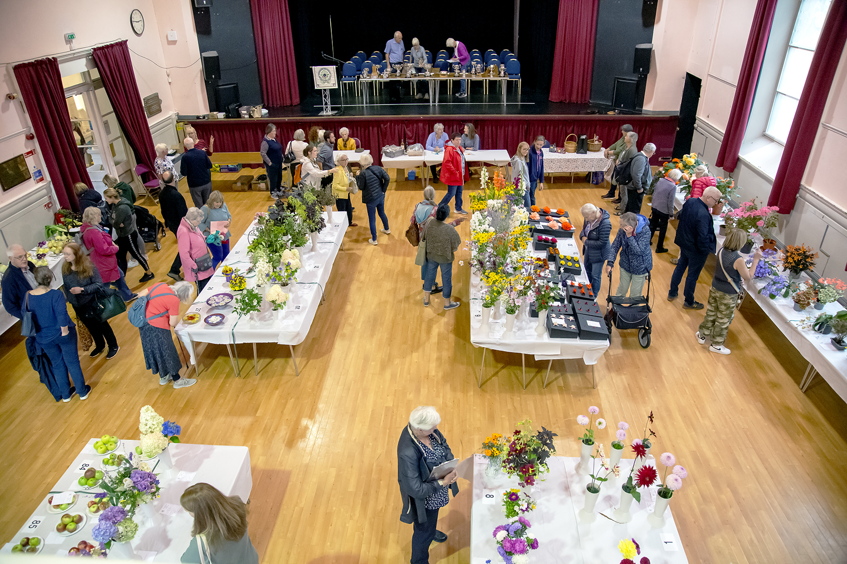 A riot of colour at the Victoria Halls as the fruits (and flowers, and vegetables) of months of hard work in the towns gardens and greenhouses was shown off to the public