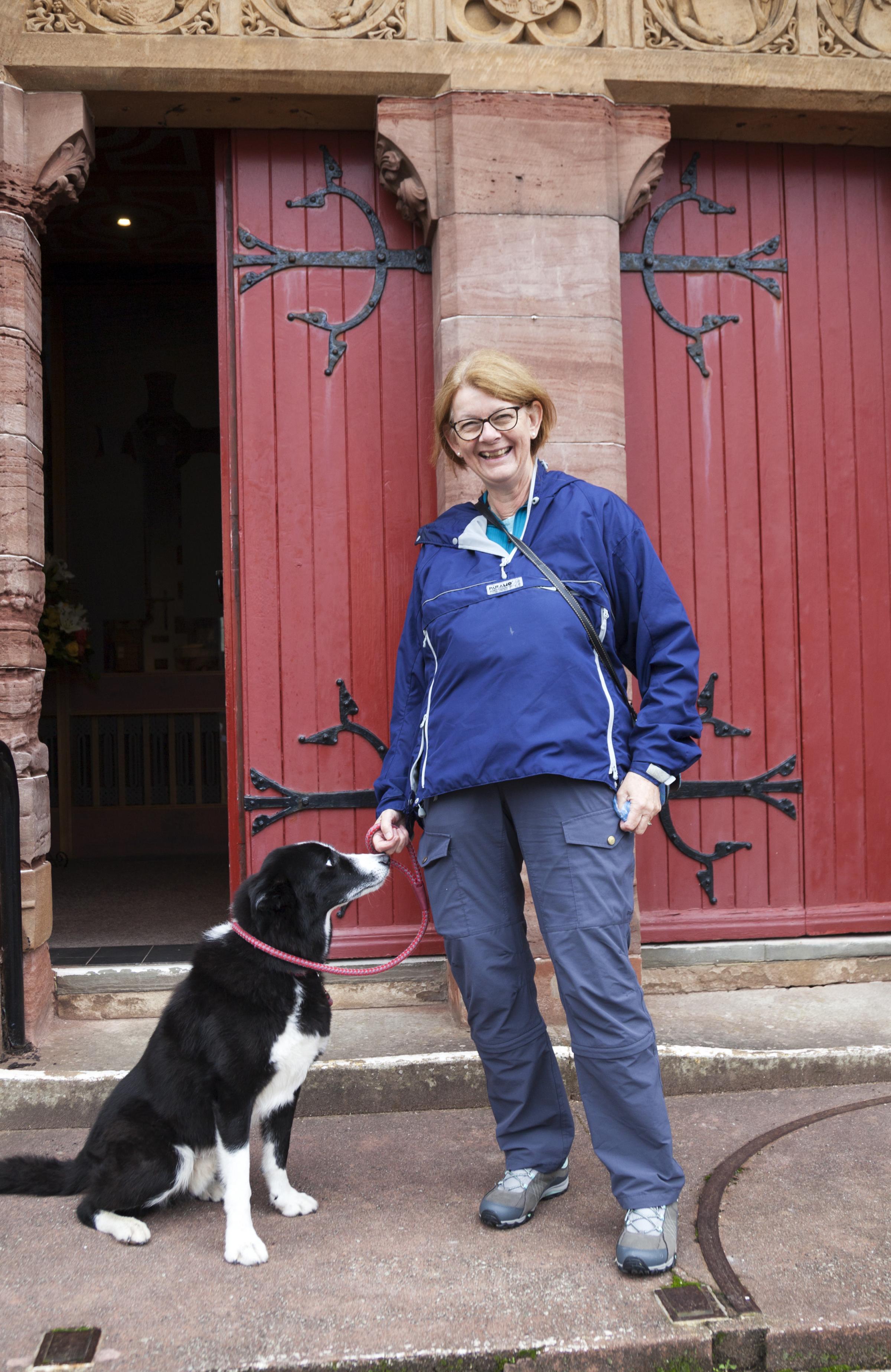 Brenda Bain with Jem at the pet blessing ceremony, St Michael and All Angels Church, Helensburgh