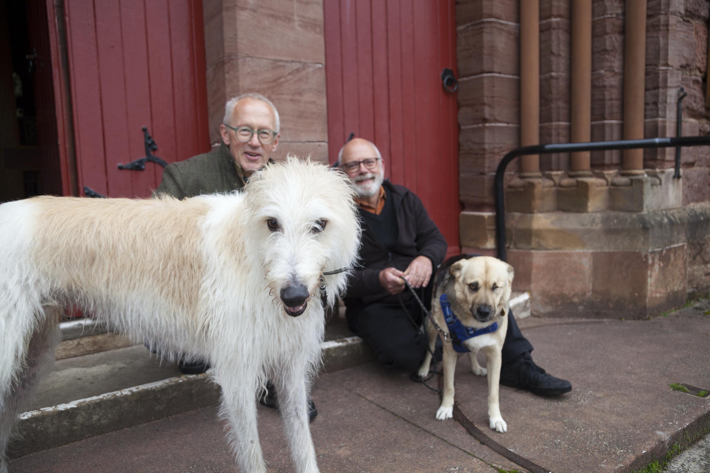Stephen Adam with Wilfred (left) and Simon Horne with Kizzy