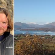 Left: Kenny Auld, head of visitor services, Loch Lomond and The Trossachs National Park Authority, and right, the view from the Dumpling on Loch Lomond (Douglas Craig)
