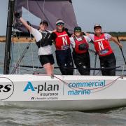 The victorious RNCYC team of Alison Morrison, Emily Robertson, Anna Dobson and Catherine Martin-Jones (Photo - Paul Wyeth/British Keelboat League)