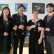 Artist Steven Scott, wife Emily, and Karlyn and Ewan Marshall at the gallery