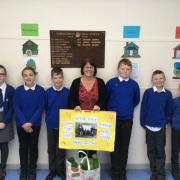 Lesley Forde pictured with captains and vice captains during her retiral from Garelochhead Primary School Oct 2022