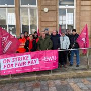 Jackie Baillie MSP and Brendan O'Hara MP with striking postal workers at Helensburgh's Royal Mail delivery office