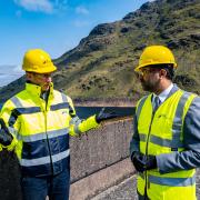 First Minister Humza Yousaf met with operator SSE Renewables director Finlay McCutcheon