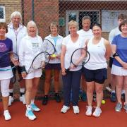 Competitors in Helensburgh Tennis Club's Wimbledon-themed social tournament