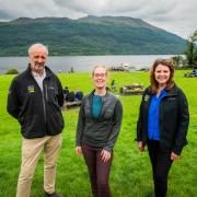 Green minister Lorna Slater, centre, visited with Loch Lomond officials at Tarbet