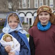 Morven Taylor and Ewan Fry-Brockie as Mary and Joseph in Helensburgh Baptist Church's Nativity in the Square performance on Saturday, December 2