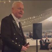 Robert addressing the haggis at the Edinburgh event