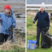 Hard-working volunteers braved the weather to collect rubbish along the shoreline of Cardross