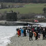 Vanguard class submarine returning to Faslane Naval Base after a Continuous at Sea Deterrent Patrol