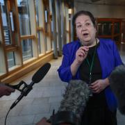 Jackie Baillie speaking to press in Holyrood