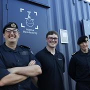 HMNB Clyde's Additive Manufacturing Team leaders meet in front of their new workshops