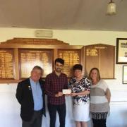 Club President Alec MacKenzie and function conveners Teena Coghlan and Lorna Colquhoun presented the cheque to Jonathan Clegg of CHAS